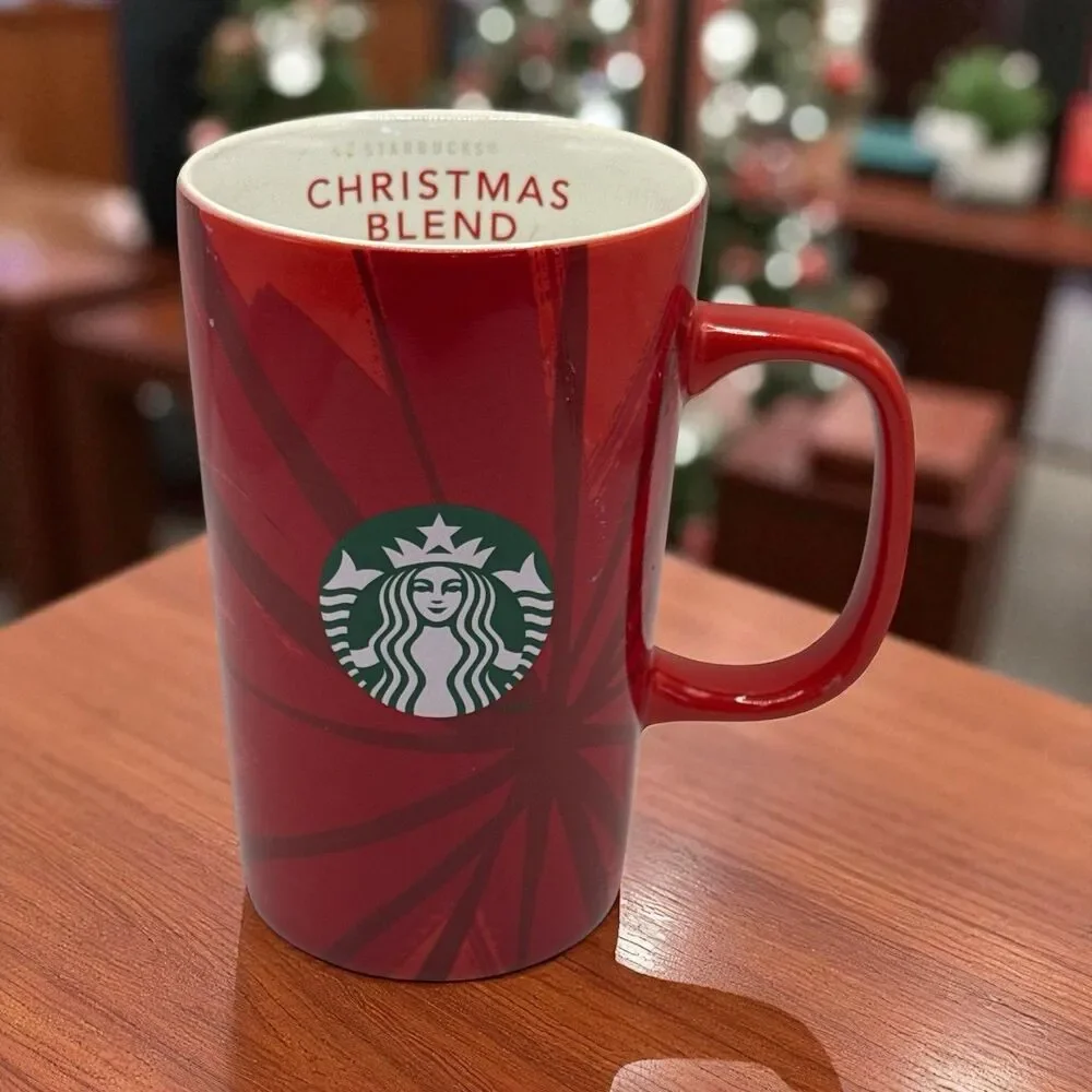 2014 Starbucks Tall Red Christmas Blend 12 oz.  Coffee Cup Mug.